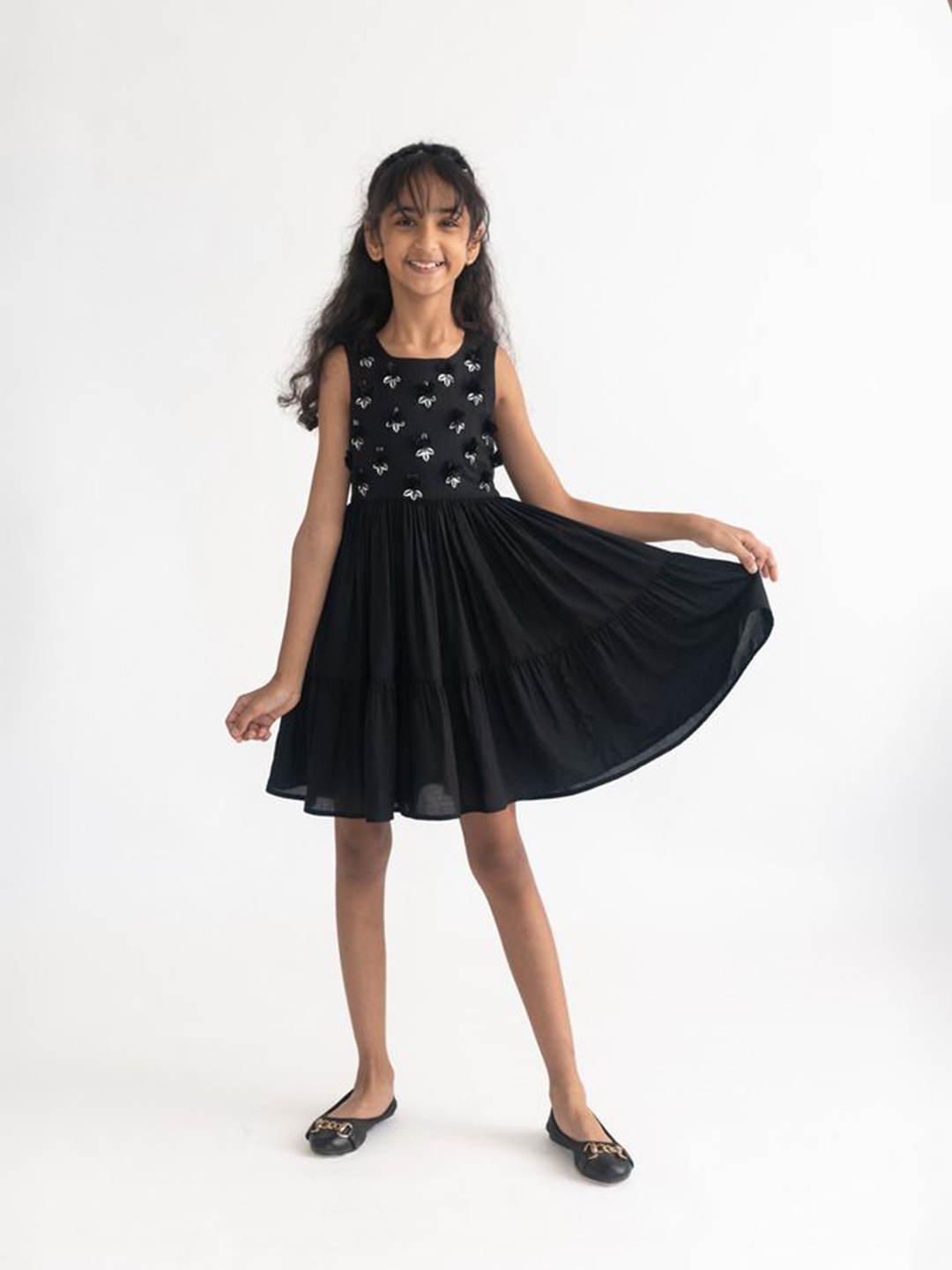 

A Little Fable Girls Embellished Fit & Flare Above Knee Dress, Black