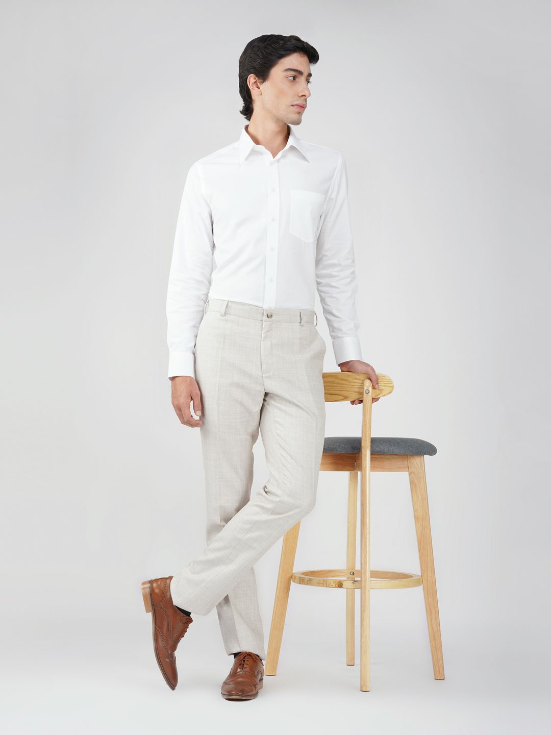 

FASHION FORMAL Men Classic Fit Spread Collar Solid Cotton Formal Shirt, White