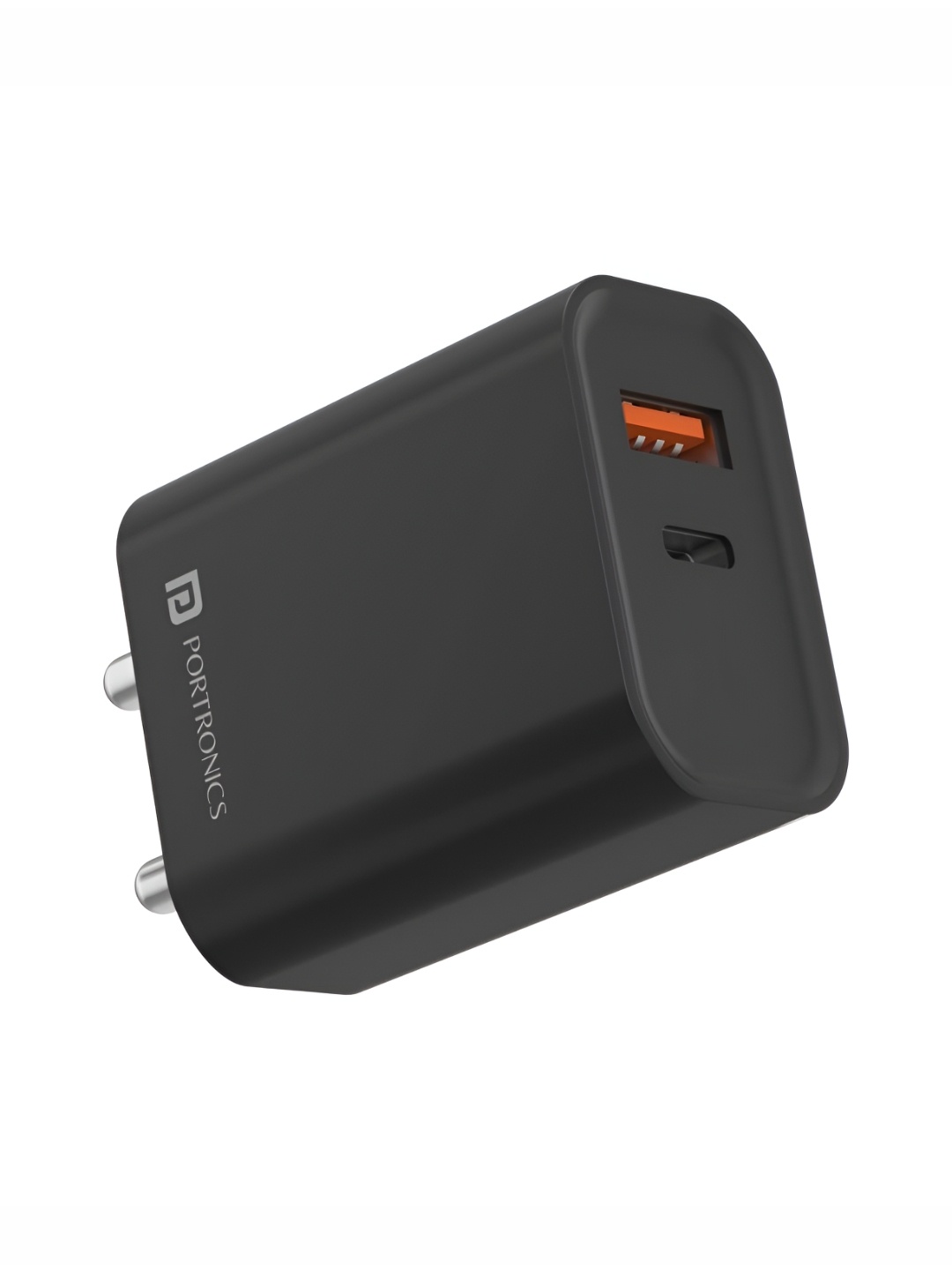 

Portronics Adapto 45 20W Mobile Charger Adapter With Dual Port (USB A + PD Type C), Fast, Black