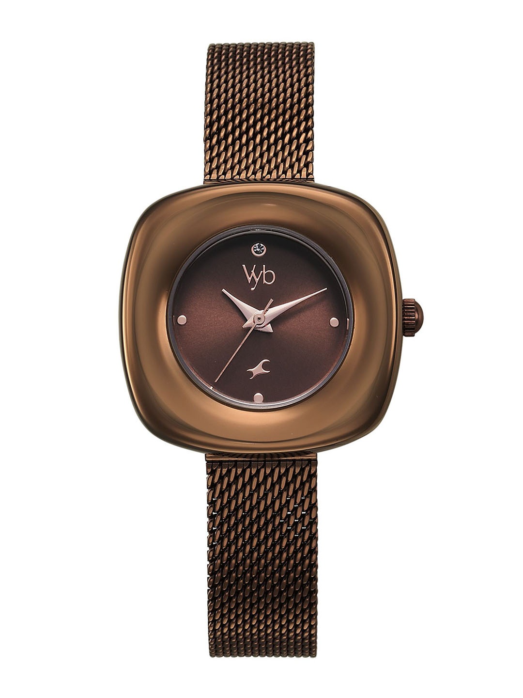 

Fastrack Vyb Runway Women Embellished Dial & Reset Time Straps Analogue Watch FV60064QM01, Brown