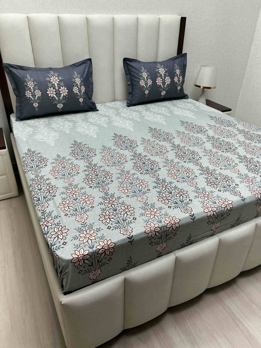 

Pure Decor Cotton King Size Double Bed Bedsheet With 2 Pillow Covers 2.74m X 2.74m, Blue