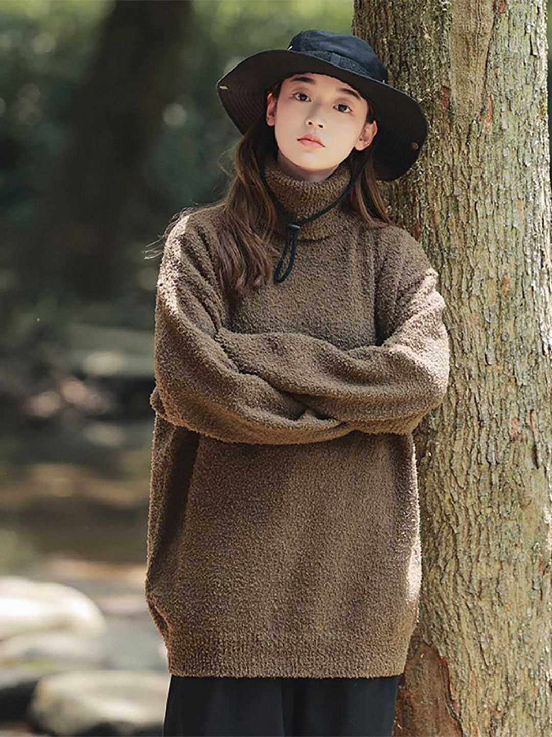 

StyleCast x Revolte Men Boucle Longline Pullover, Green