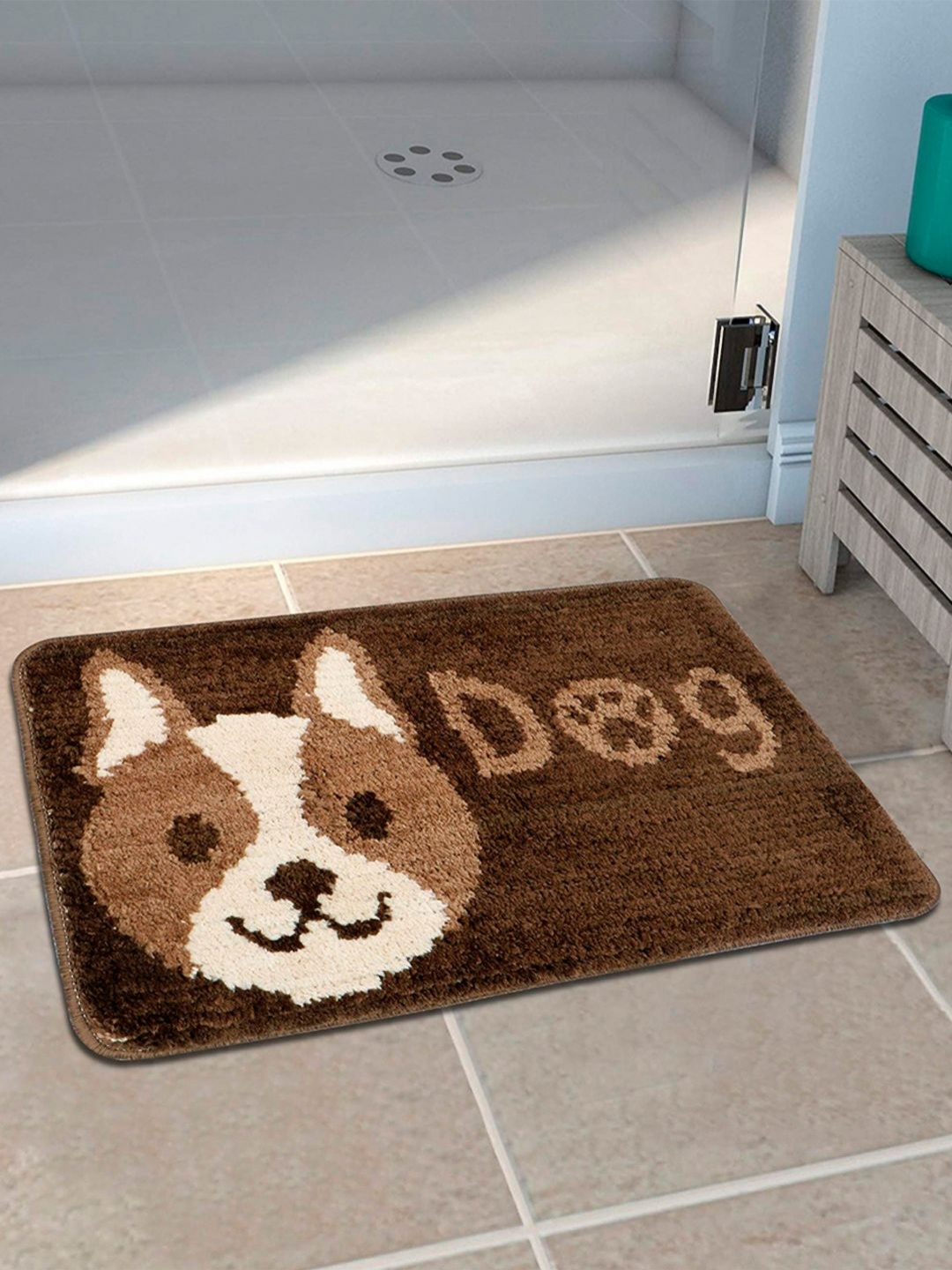 

HOKIPO Brown & White Patterned Microfibre Anti-Skid 1800 GSM Bath Rugs