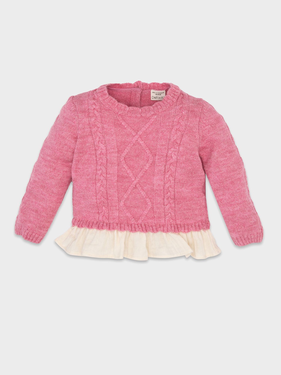 

DeFacto Girls Self Design Pullover Sweater, Pink