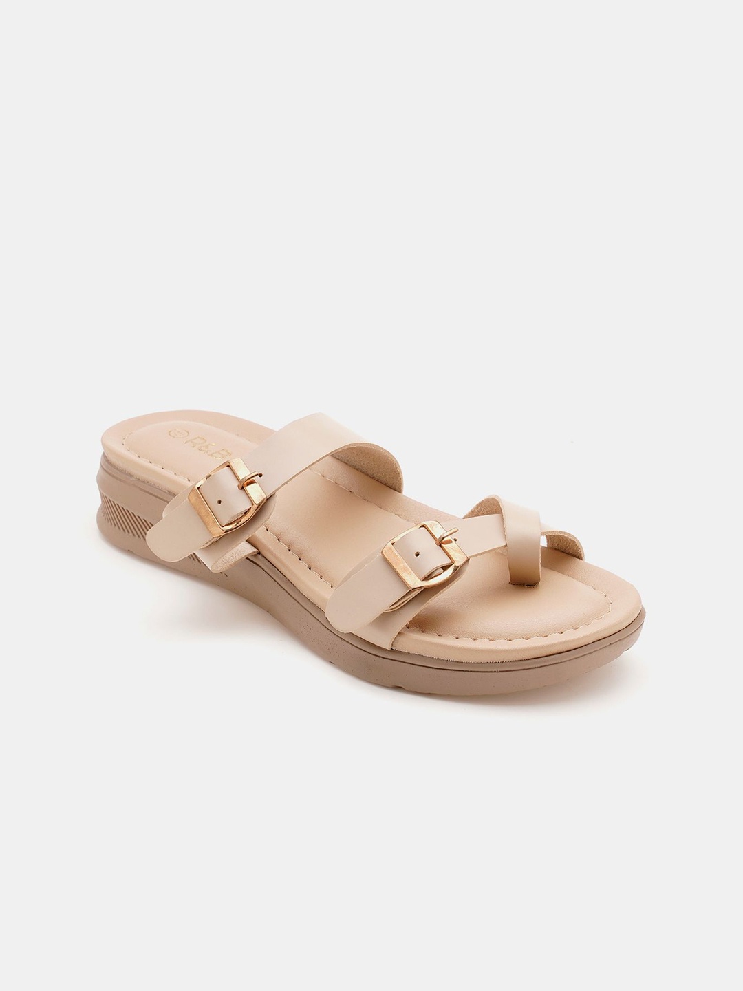 

R&B Women Open Toe Flats, Beige