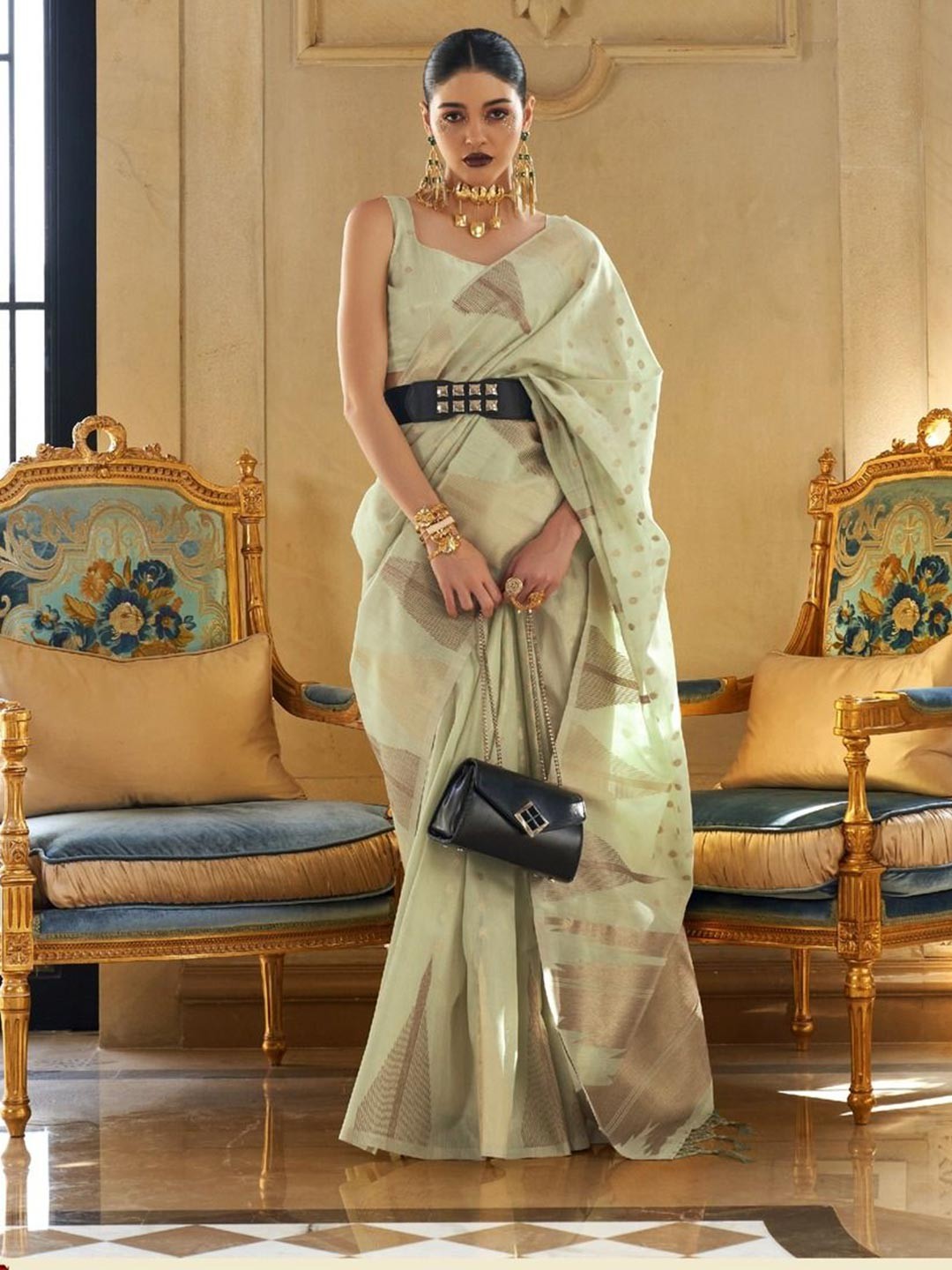

Anouk Woven Design Zari Banarasi Saree, Sea green
