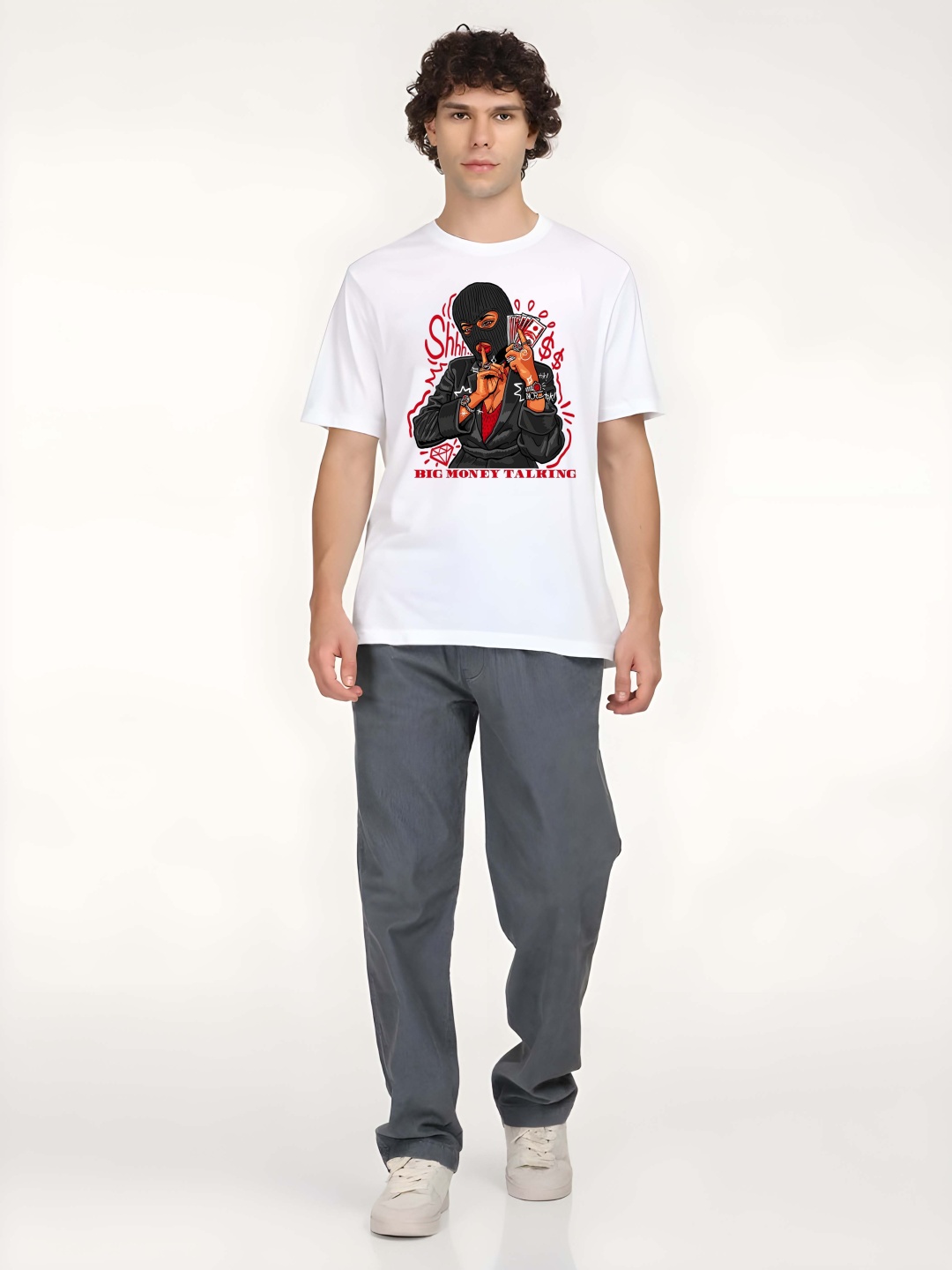 

BOWLIFESTYLE Men Pure Cotton T-shirt, White