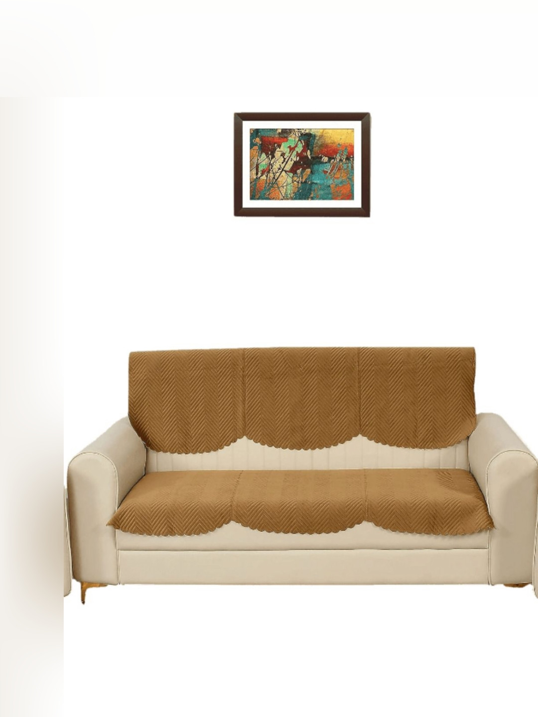 

Fashion Throw Gold-Toned Velvet 2 Piece Sofa Cover