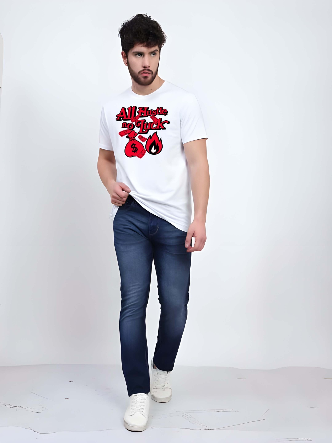 

BOWLIFESTYLE Men Pure Cotton T-shirt, White