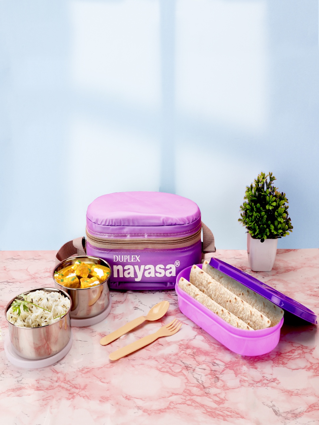 

Nayasa Purple Deluxe Airtight & Leakproof Duplex Lunchbox