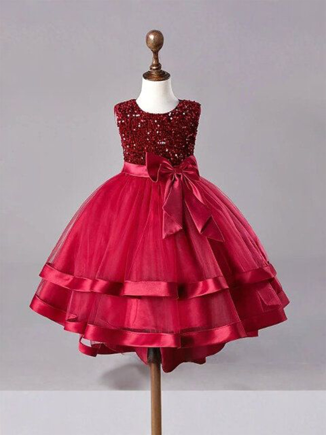 

BAESD Girls Embellished Sequined Fit & Flare Dress, Red