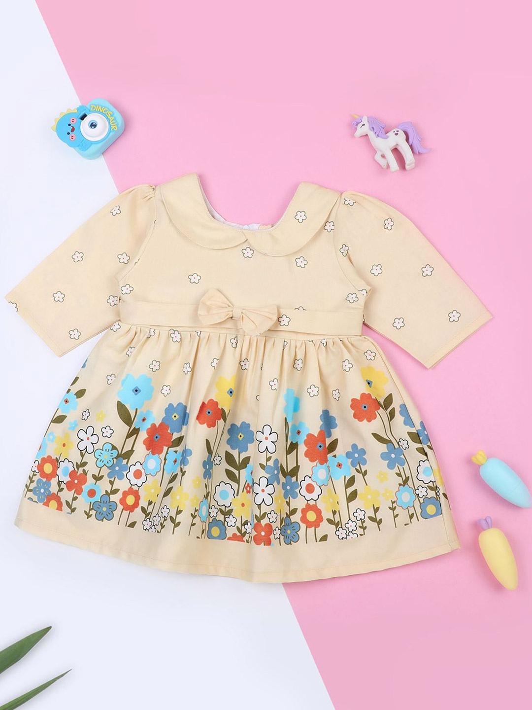 

Macwin Girls Infants Floral Print A-Line Dress, Cream