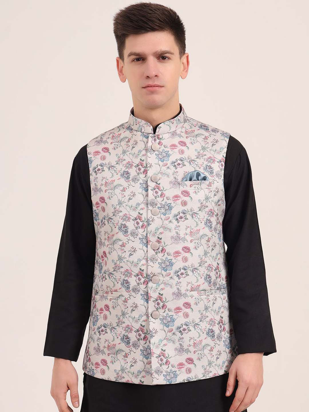 

JB STUDIO Men Floral Tailored Jacket, Cream