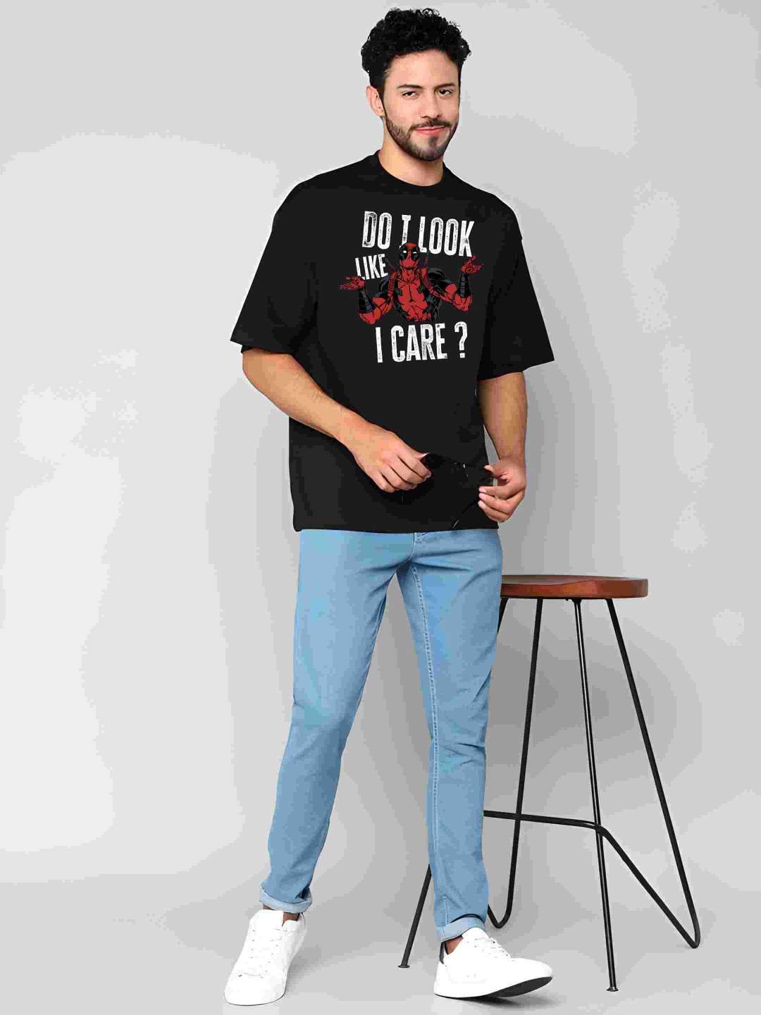 

BOWLIFESTYLE Men Drop-Shoulder Sleeves Pure Cotton T-shirt, Black