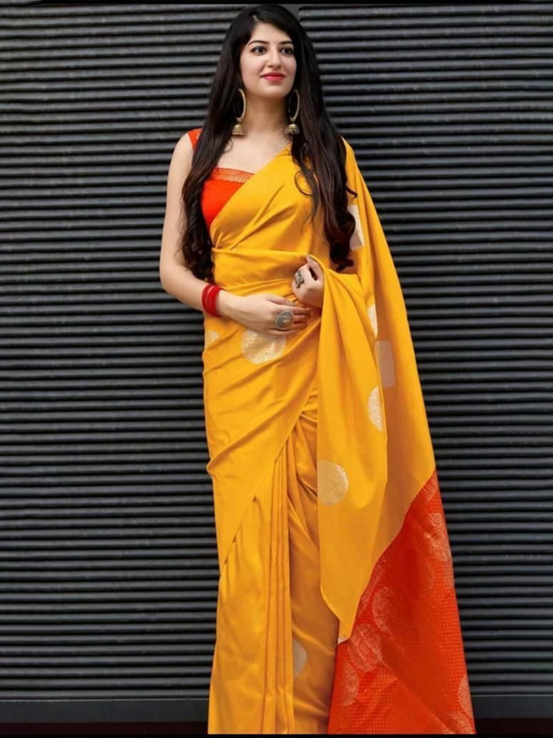 

bansari textiles Woven Design Banarasi Saree, Mustard