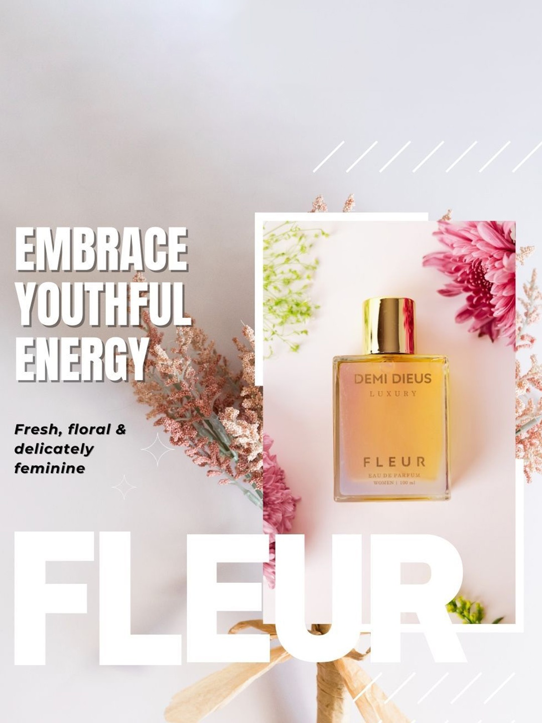 

DEMI DIEUS Fleur Long Lasting Eau De Parfume- 100 ml, Transparent
