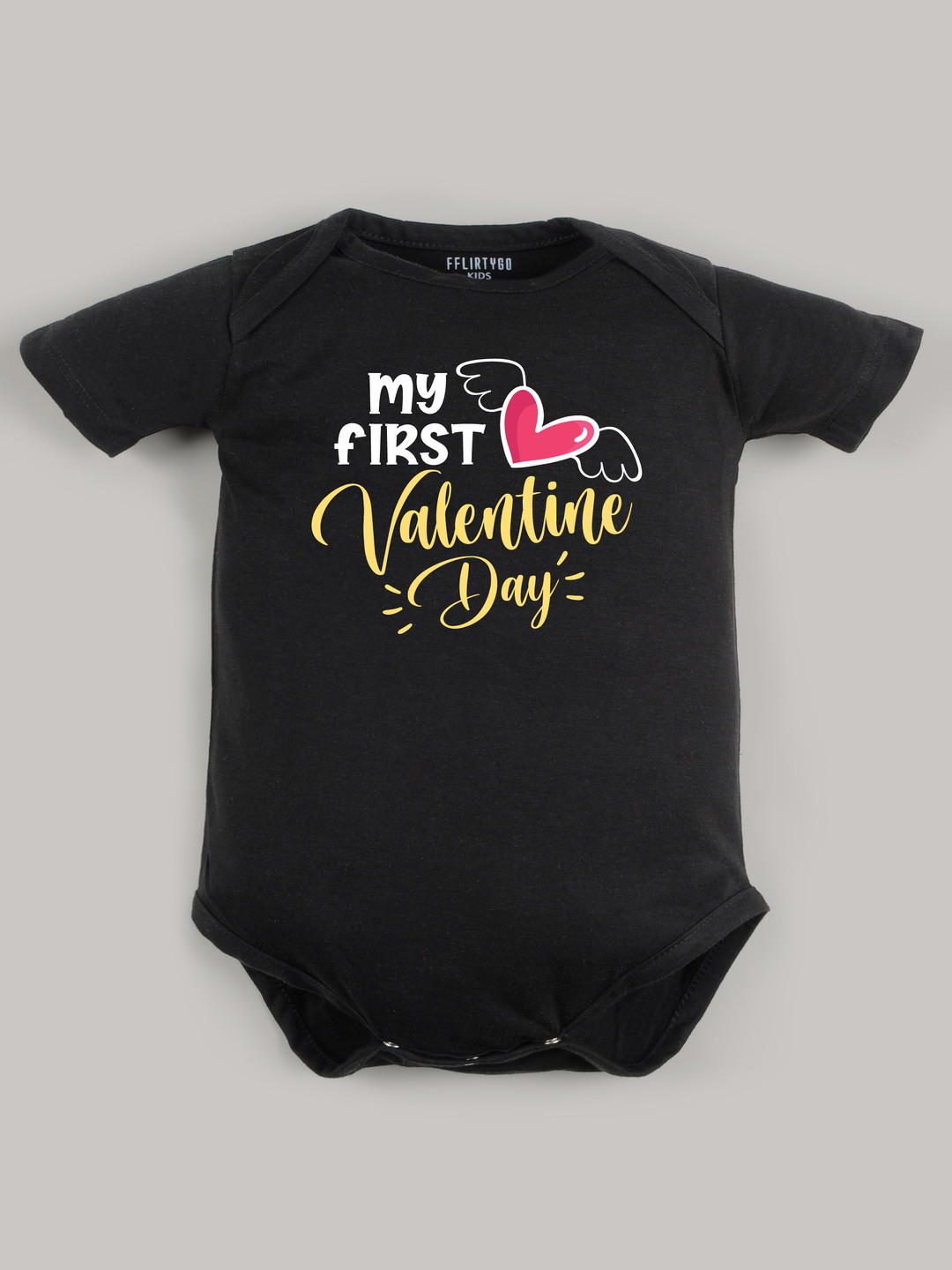 

FFLIRTYGO Infants Valentine Day Printed Cotton Bodysuit, Black