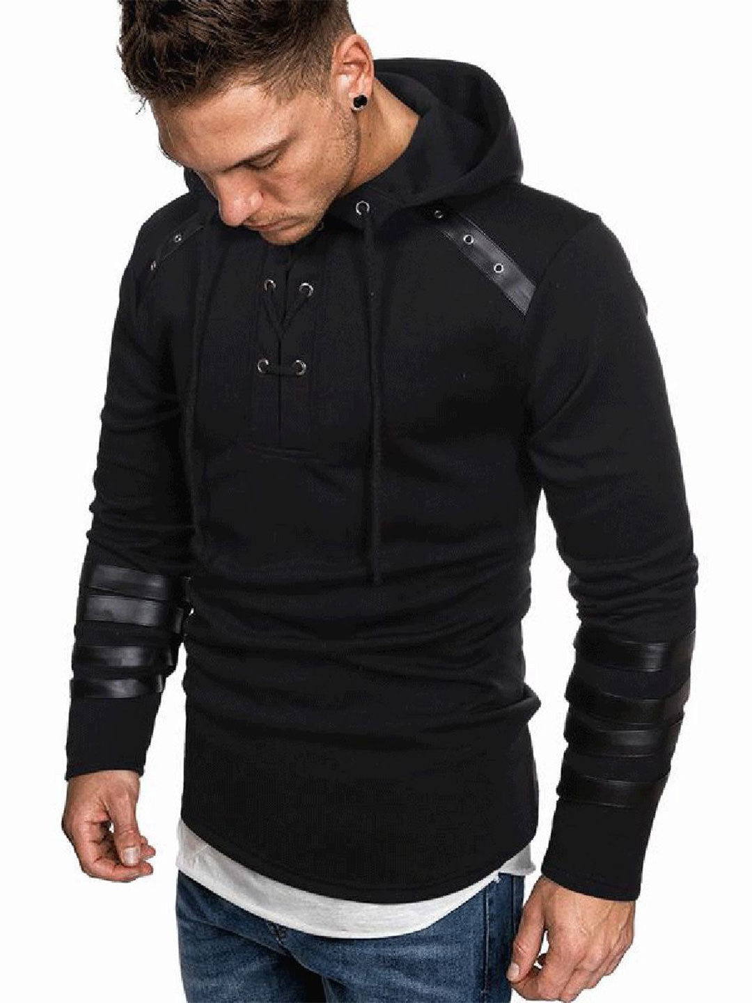 

StyleCast x Revolte Men Hooded Sweatshirt, Black