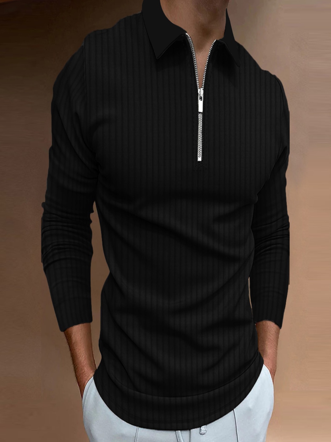 

StyleCast x Revolte Men Self Design Polo Collar T-shirt, Black