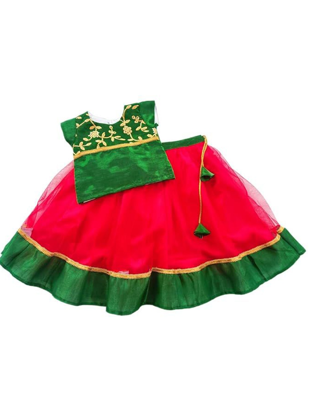 

STANWELLS KIDS Girls Embroidered Ready to Wear Lehenga &, Green