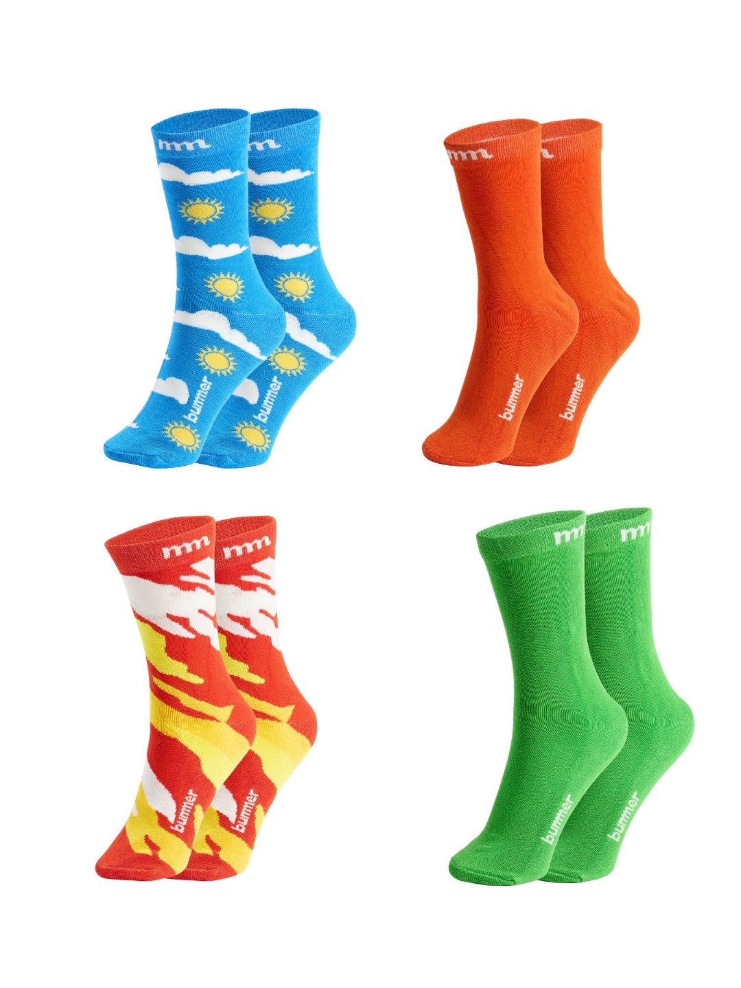 

bummer Unisex Pack of 4 Quarter Length Socks Odour-Free & Breathable, Green