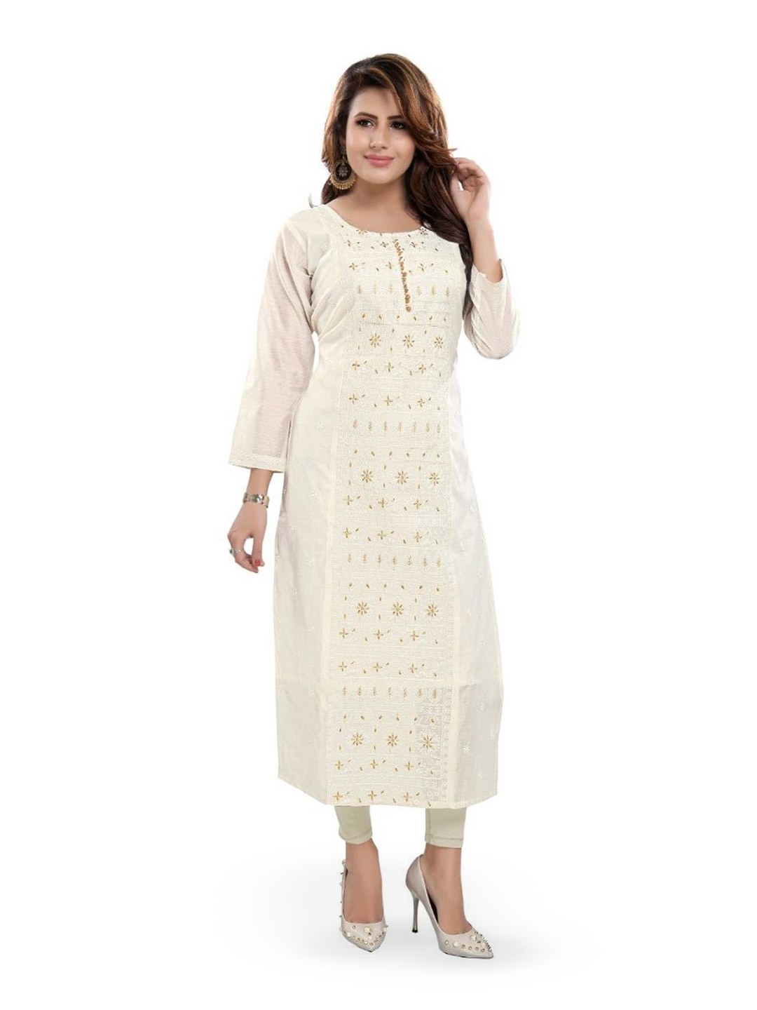 

DREAM & DZIRE Women Floral Embroidered Floral Kurta, White