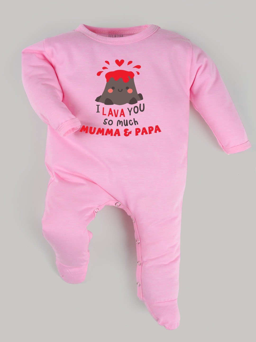 

FFLIRTYGO Infants Valentine Day Printed Cotton Sleepsuit, Pink