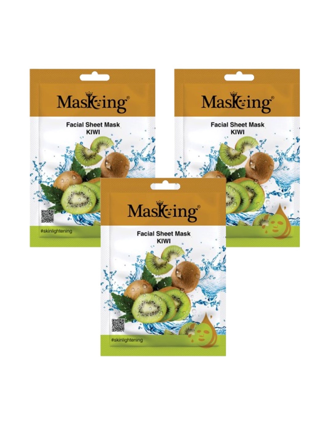 

MasKing Set Of 3 Kiwi Beauty Facial Sheet Mask For Skin Hydration, White