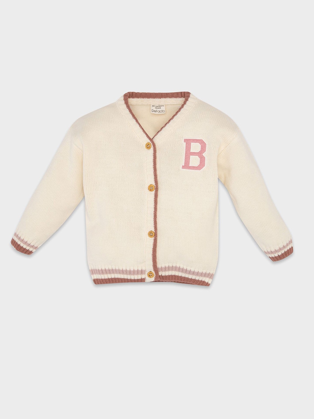 

DeFacto Girls Ribbed Cardigan, Beige