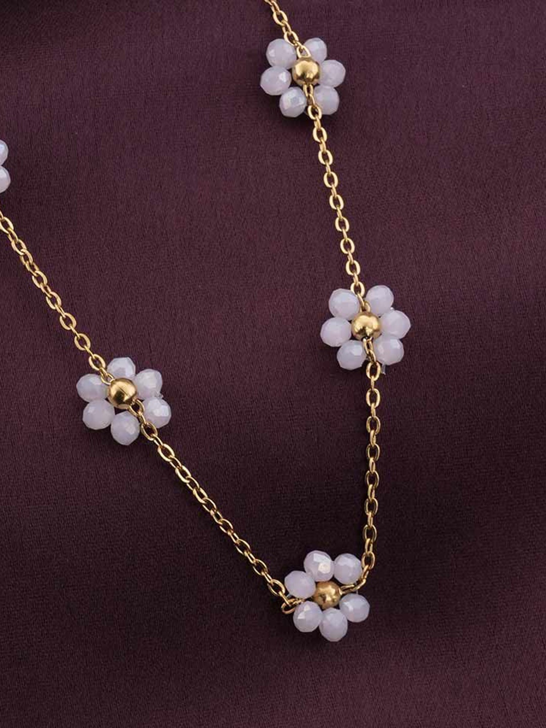 

PALMONAS Gold-Plated Waterproof & Anti-Tarnish Stainless Steel Flower Chain