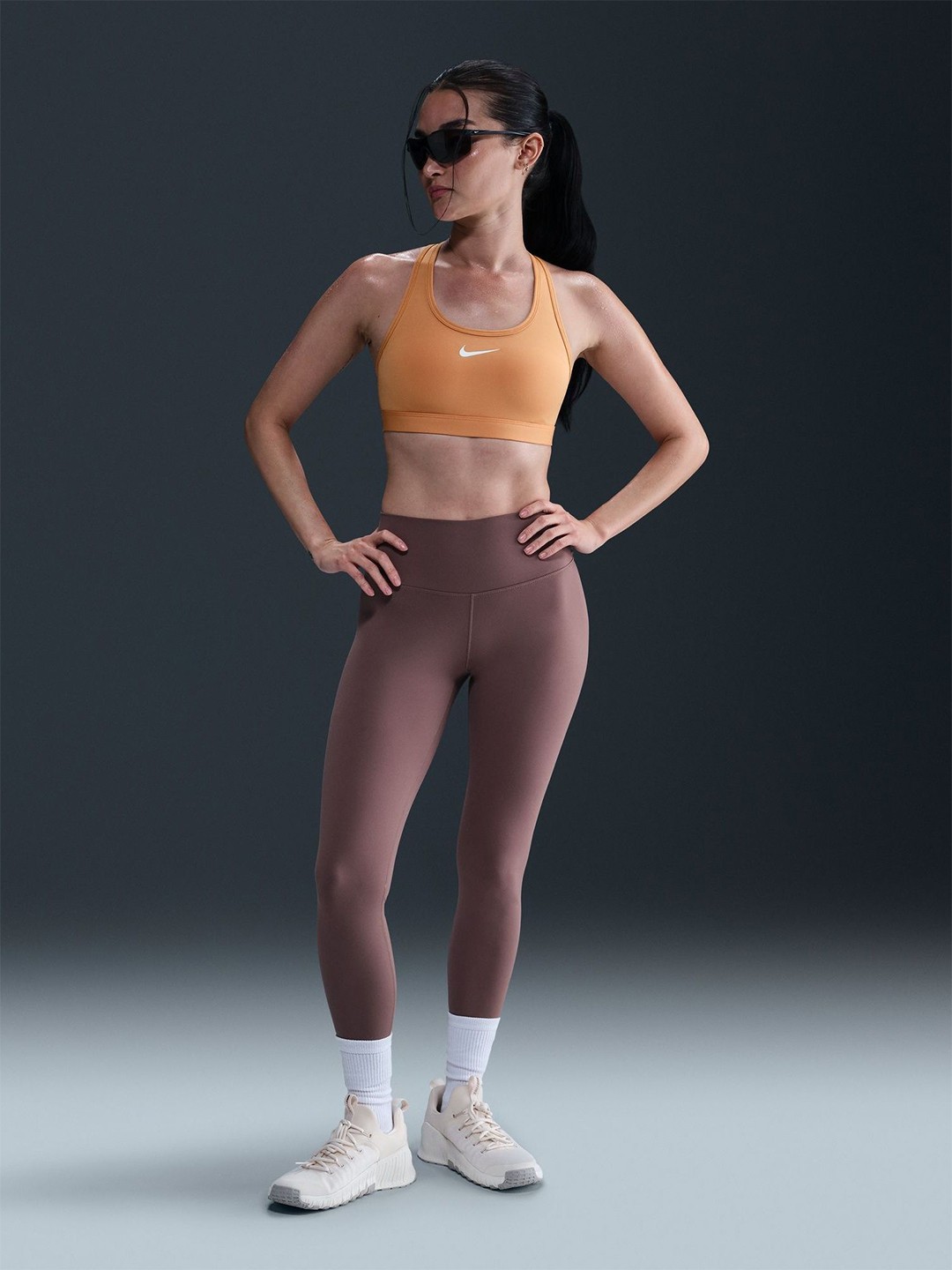 

Nike Swoosh Women Medium-Support Padded Dry Fit Workout Sports Bra, Orange