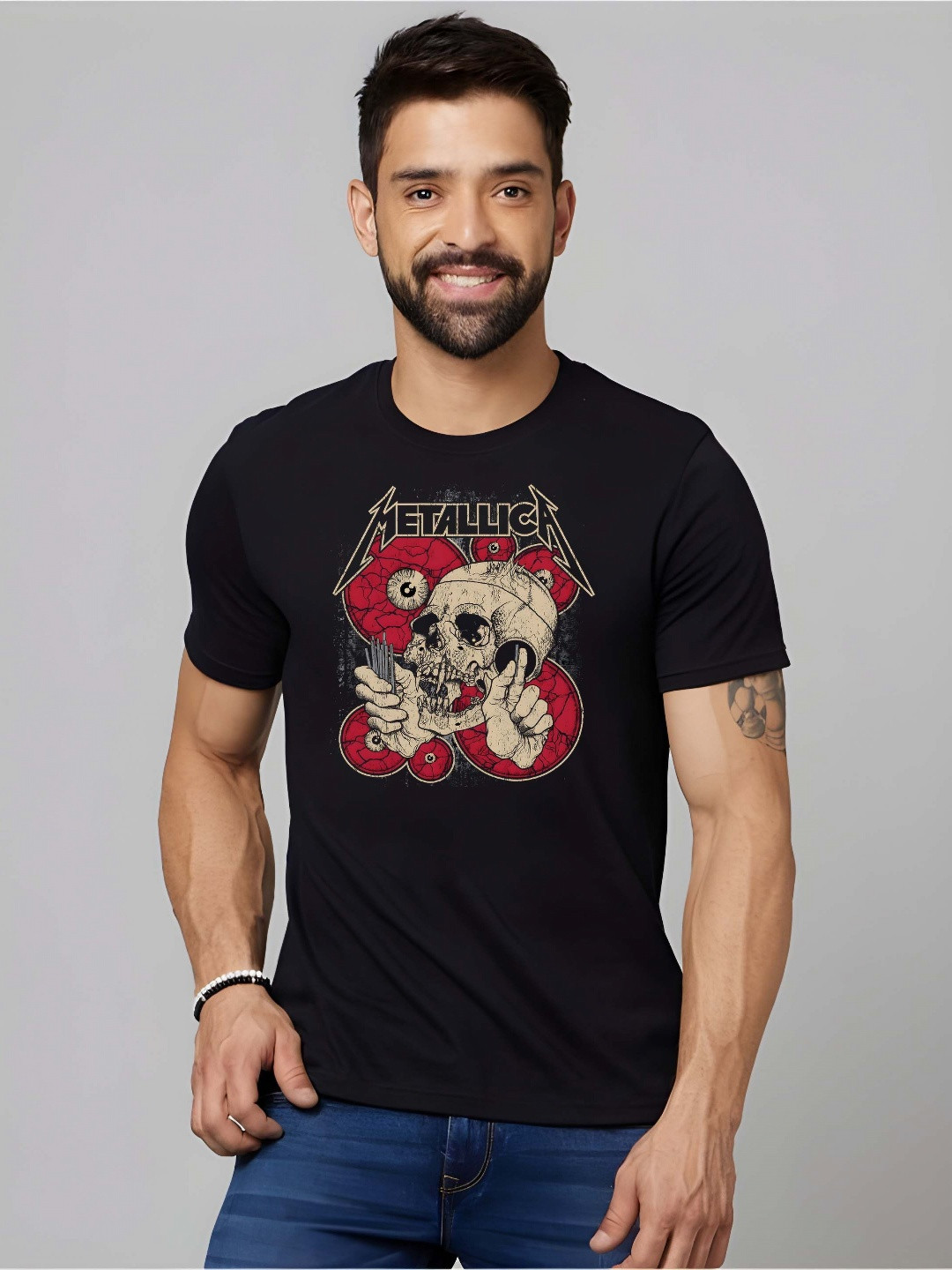 

Moda Rapido Men Drop-Shoulder Sleeves Pure Cotton T-shirt, Black