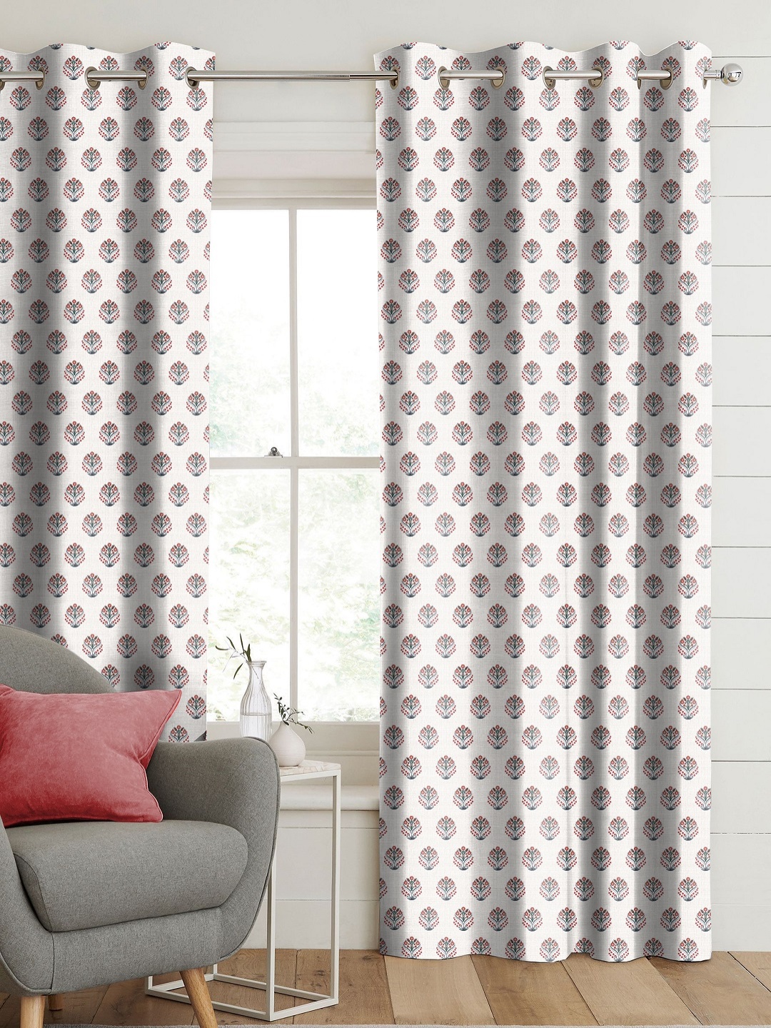 

CASABLEU Anthem Odetta Red 2 Pieces Ethnic Motifs Printed Long Door Curtains