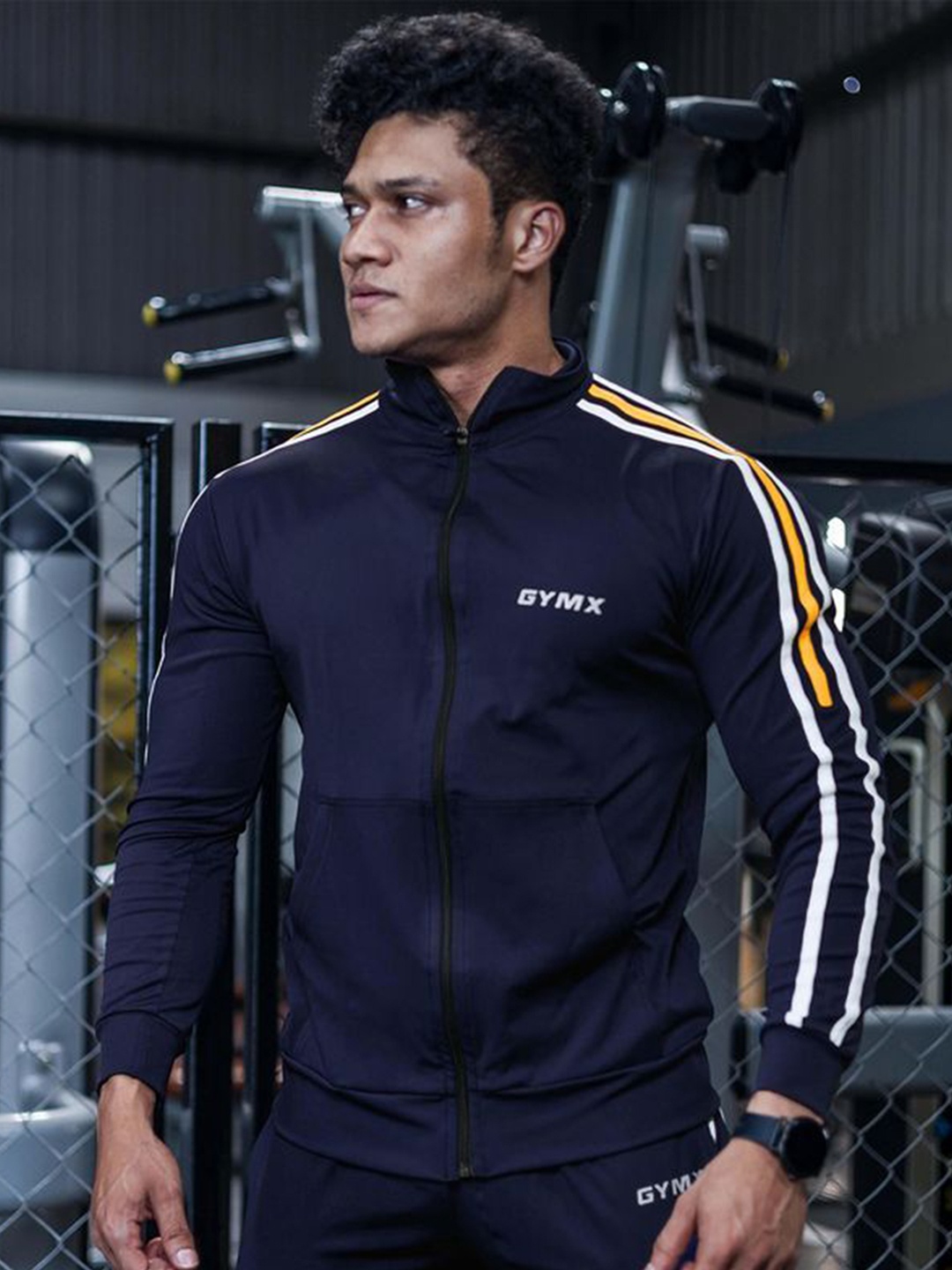 

GYMX Men Washed without Lightweight Training or Gym Quilted Jacket with Patchwork, Blue