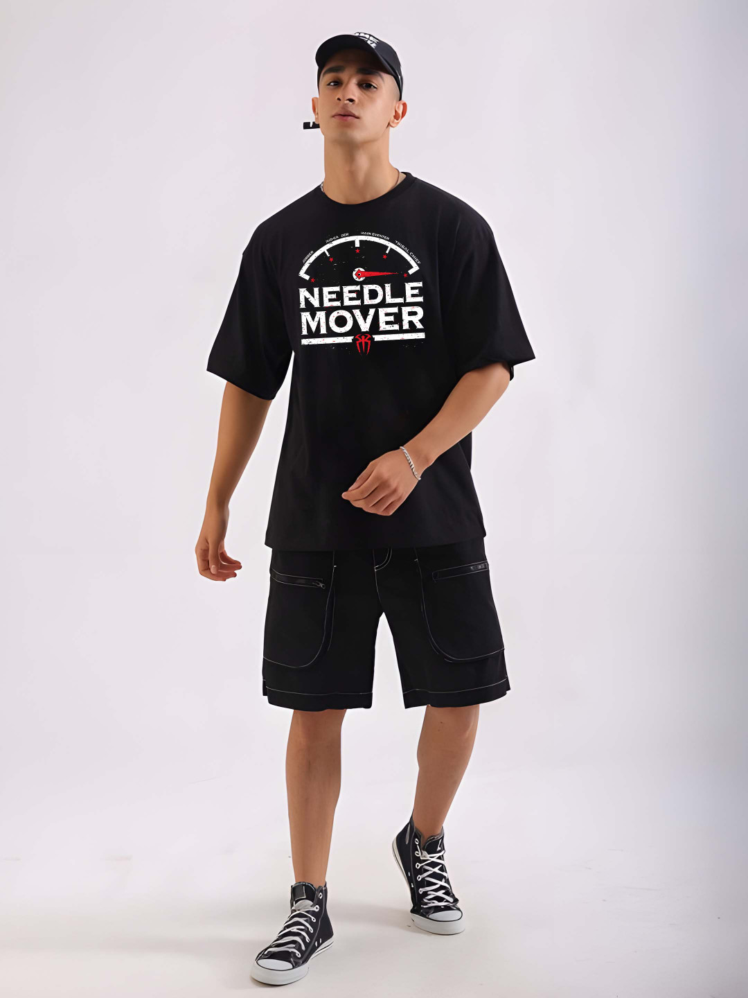 

BOWLIFESTYLE Men Drop-Shoulder Sleeves Pure Cotton T-shirt, Black