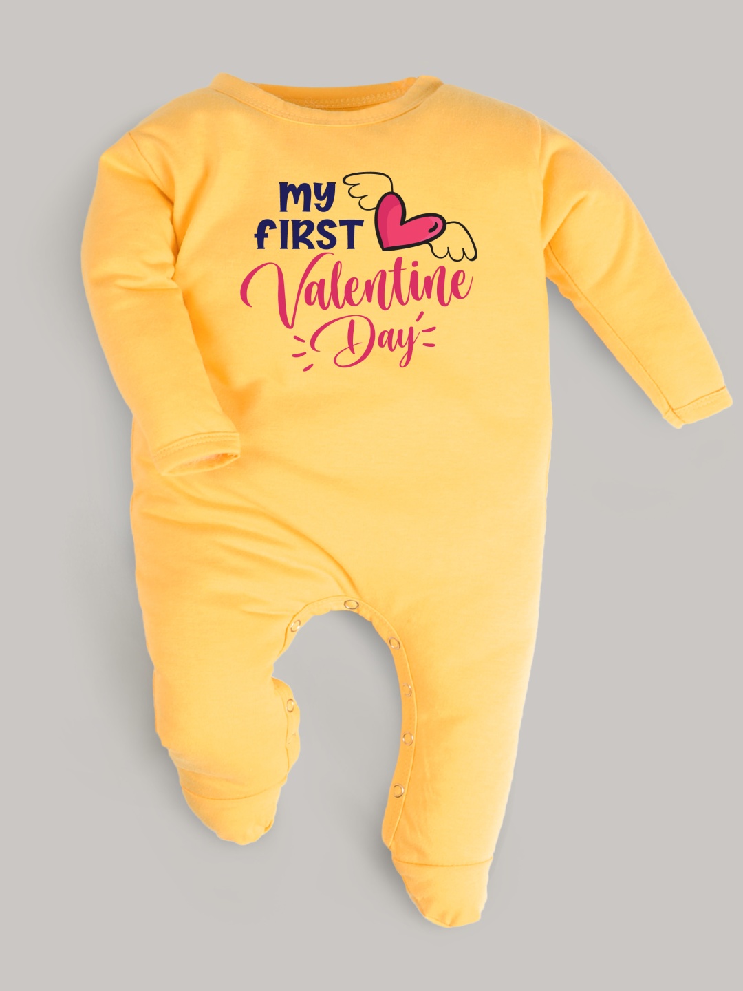 

FFLIRTYGO Infants Kids Valentine day Printed Pure Cotton Sleepsuit, Yellow
