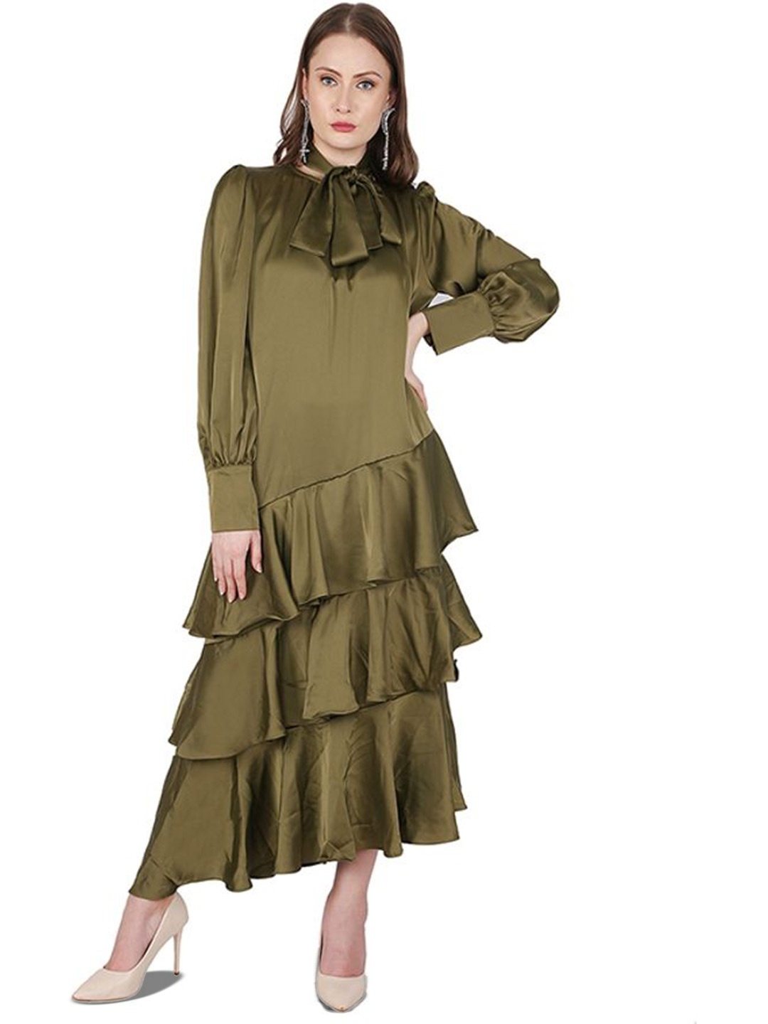 

ALTAIRA Women Ruffles A-Line Dress, Green