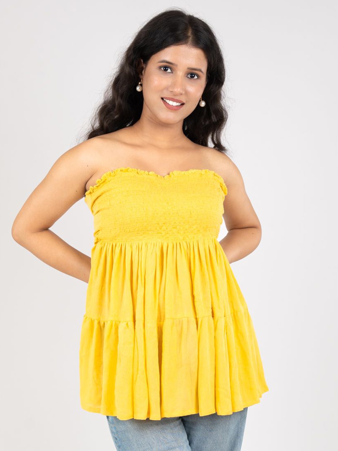 

MONOMEE Cotton Tube Top, Yellow