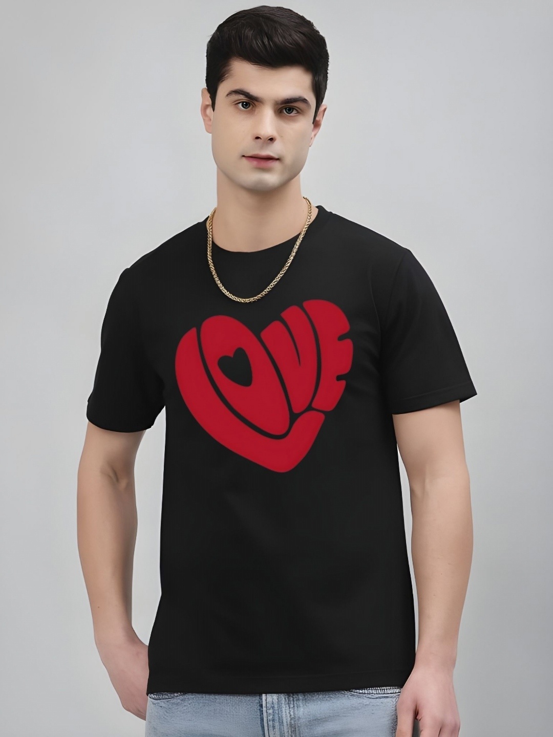 

Krimmple Men Typography Printed Round Neck Cotton T-shirt, Black