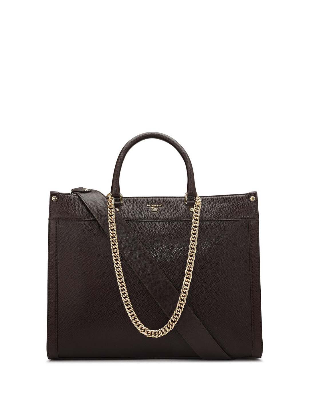 

Da Milano Women Solid Structured Leather Handheld Bag, Brown