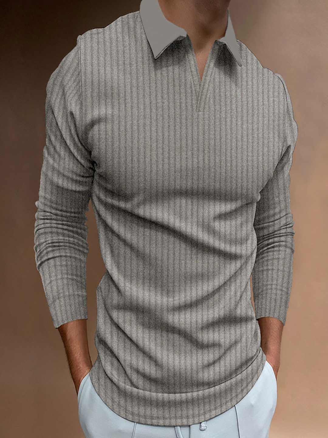 

StyleCast x Revolte Men Polo Collar T-shirt, Grey