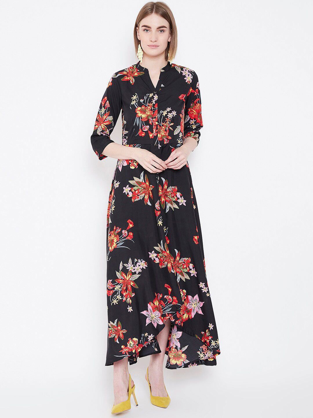 

DressBerry Floral Print Crepe Maxi Dress, Black
