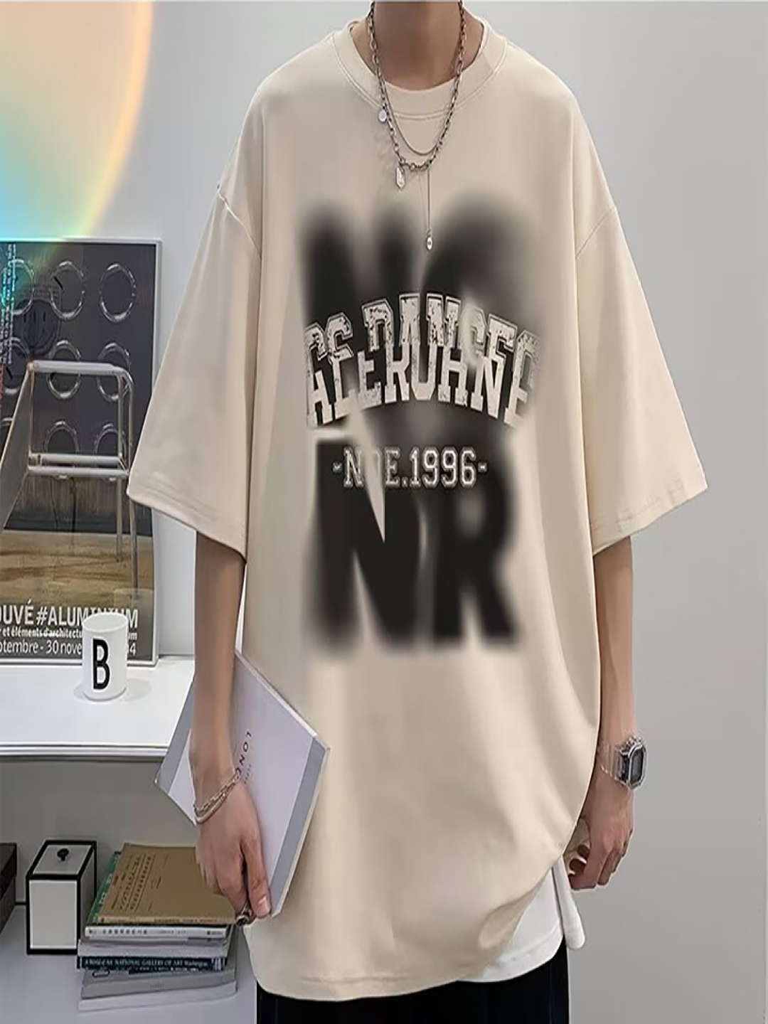 

StyleCast x Revolte Men Typography Printed Round Neck T-shirt, Beige