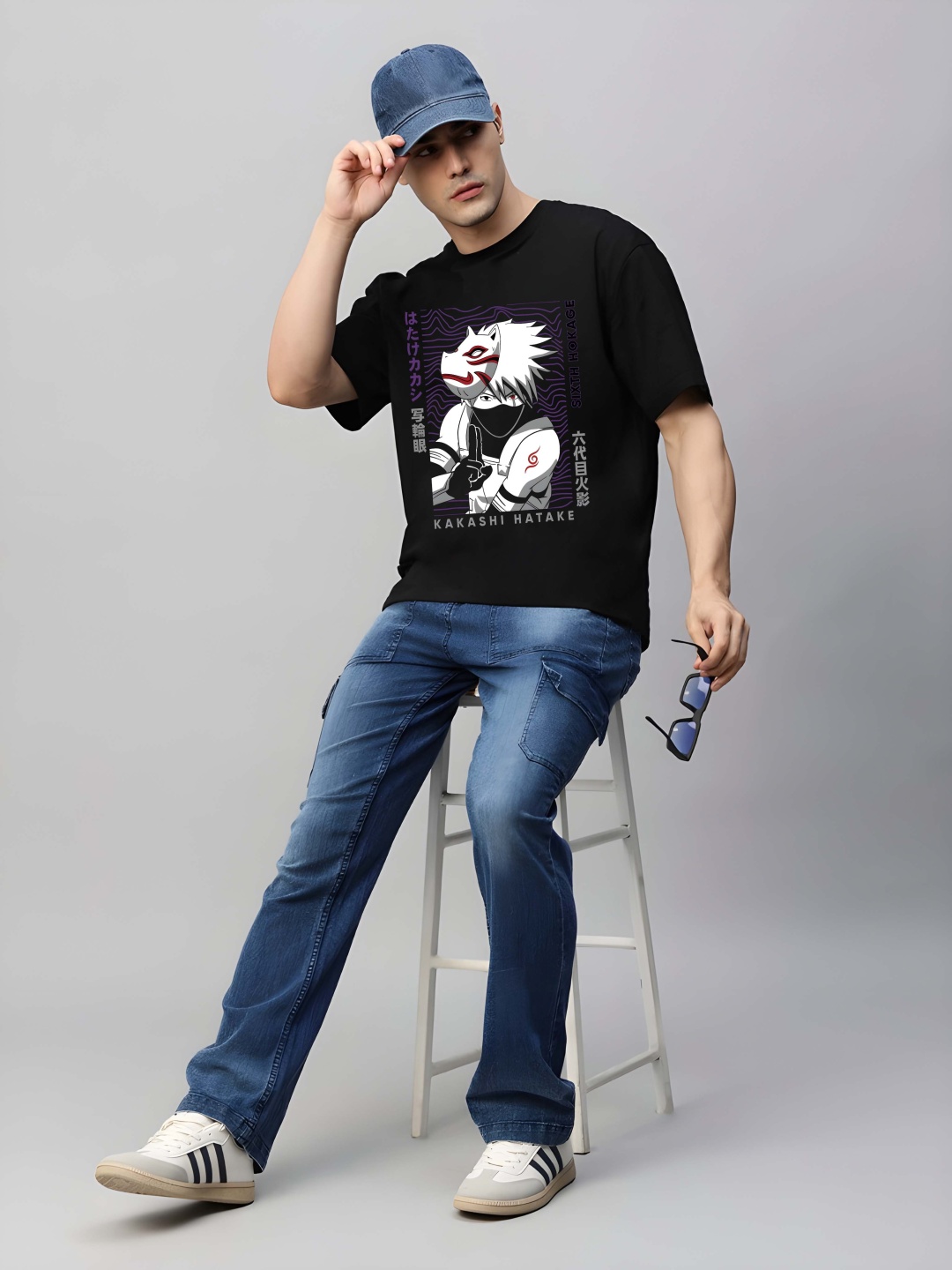 

Krimmple Men Drop-Shoulder Sleeves Pure Cotton T-shirt, Black