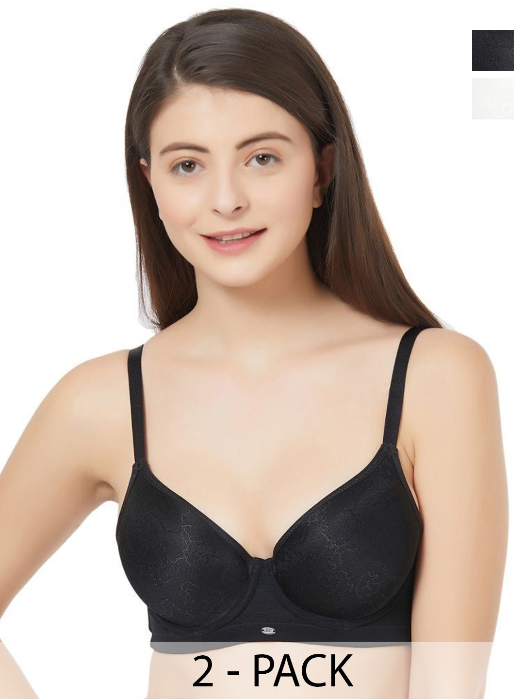 

Soie Medium Coverage Padded Wired T-shirt Bra PACK OF 2, White