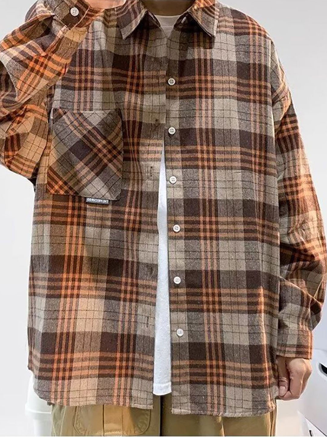 

StyleCast x Revolte Men Buffalo Checks Opaque Checked Casual Shirt, Brown