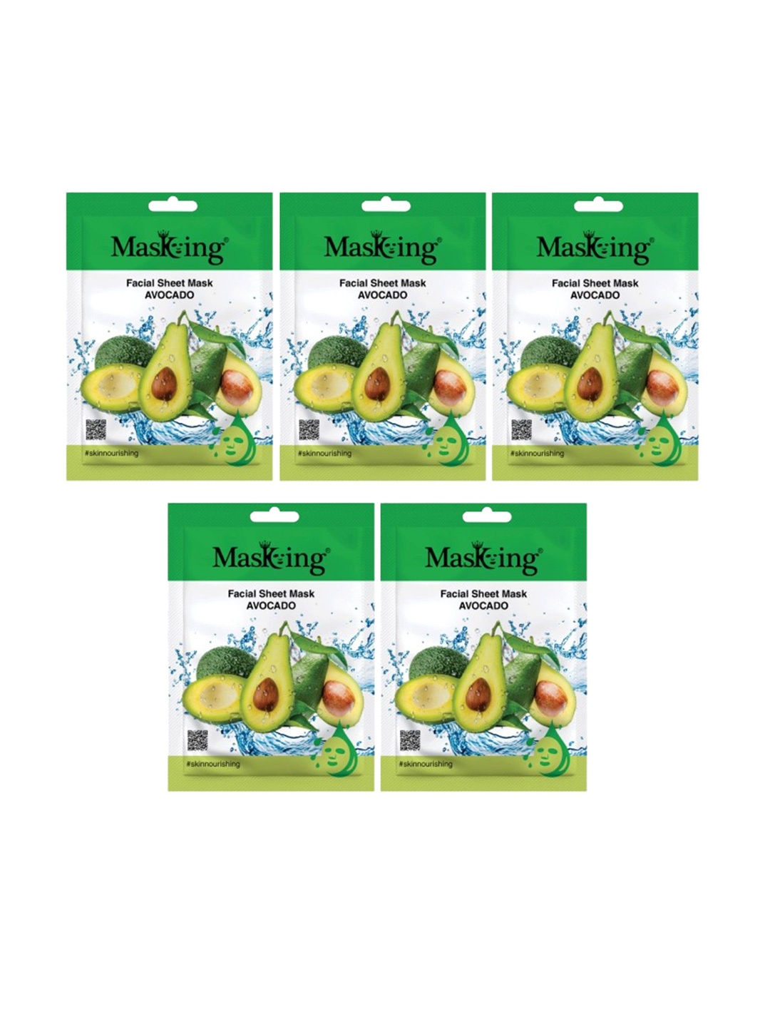 

MasKing Set Of 5 Avocado Beauty Facial Sheet Mask- 1Pc Each, White