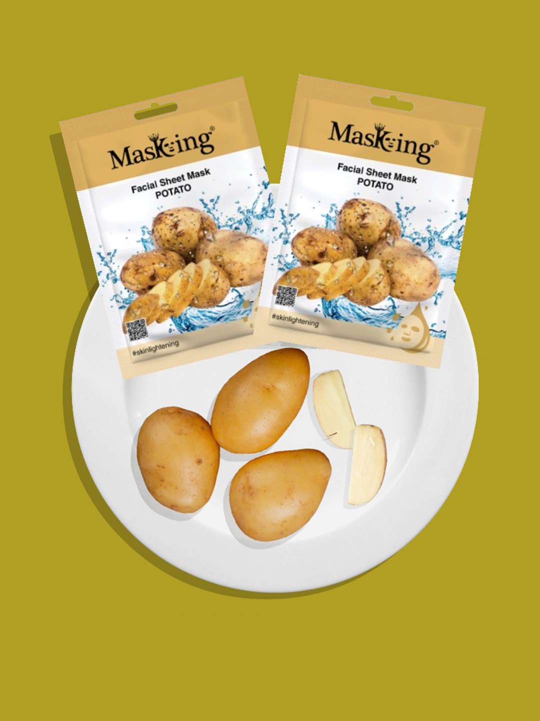 

MasKing Set Of 3 Potato Beauty Facial Sheet Mask For Skin Hydration - 1-Pcs Each, White