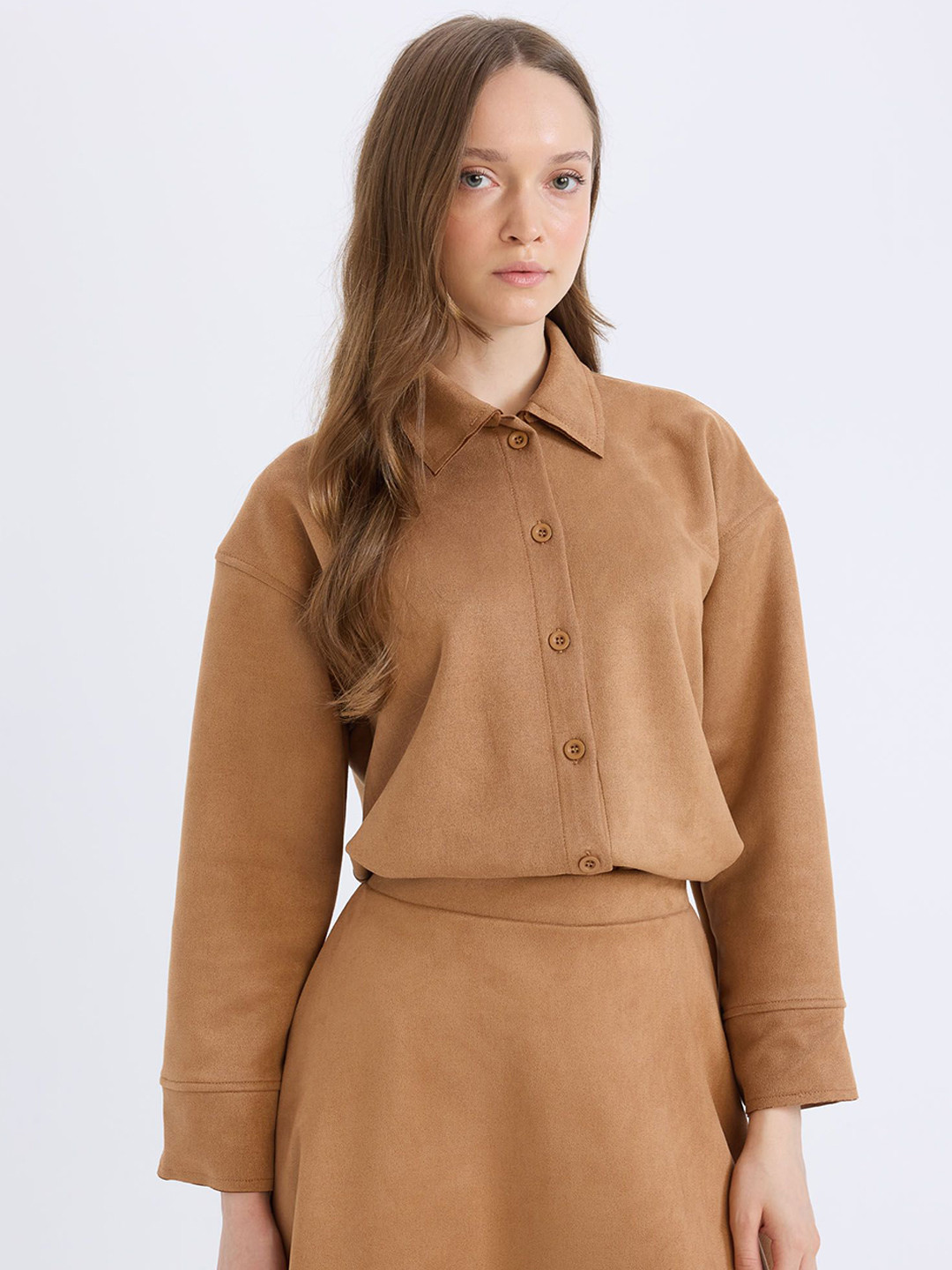 

DeFacto Women Shirt-Collar Shirt, Brown