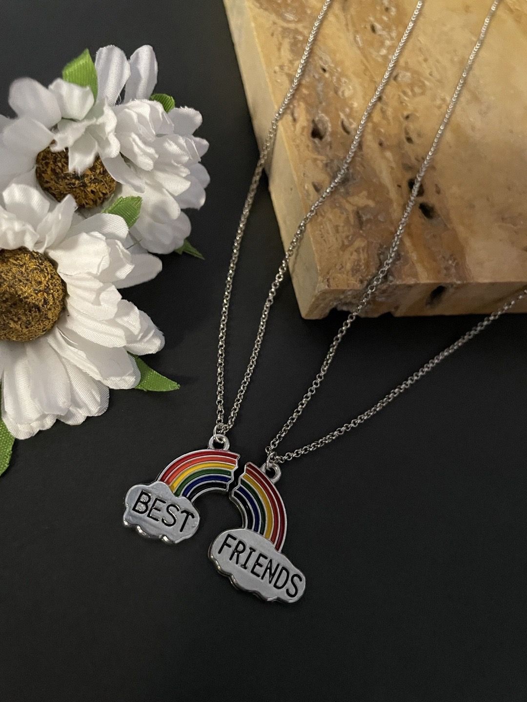 

Digital Dress Room Set Of 2 Silver-Plated Quirky Pendants with Chains